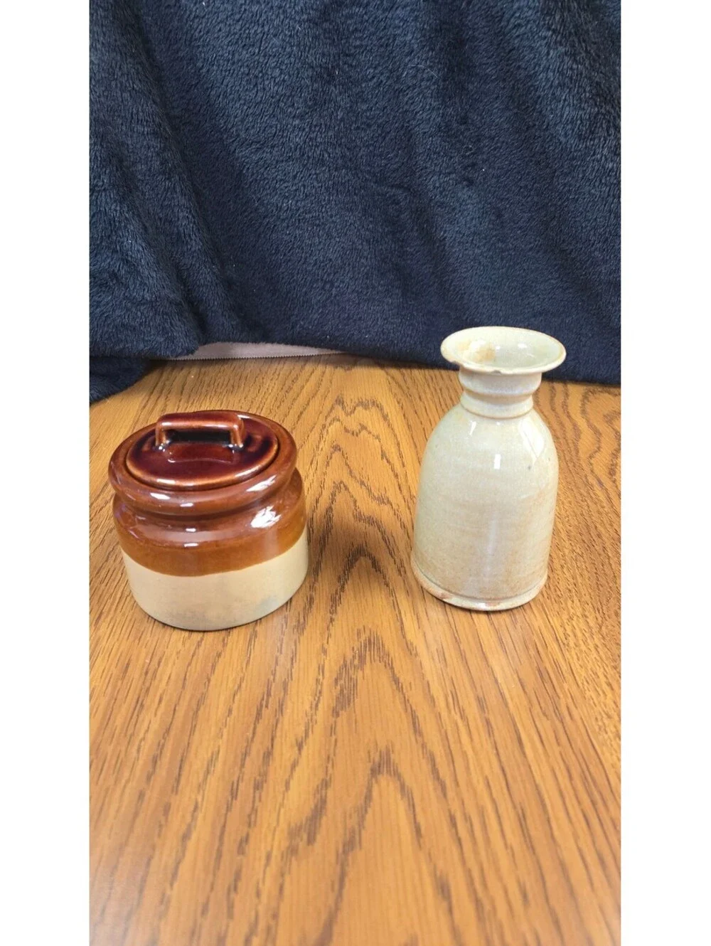 Vintage Ceramic Jar with Lid and Vase Set